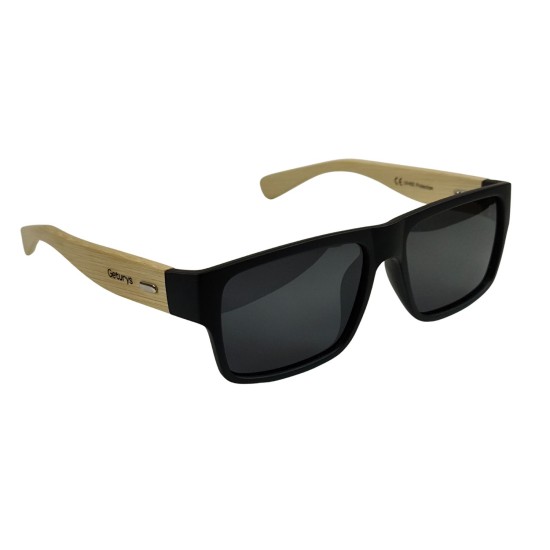 Óculos Geturys – Lente preta e Armação em Bambu natural 